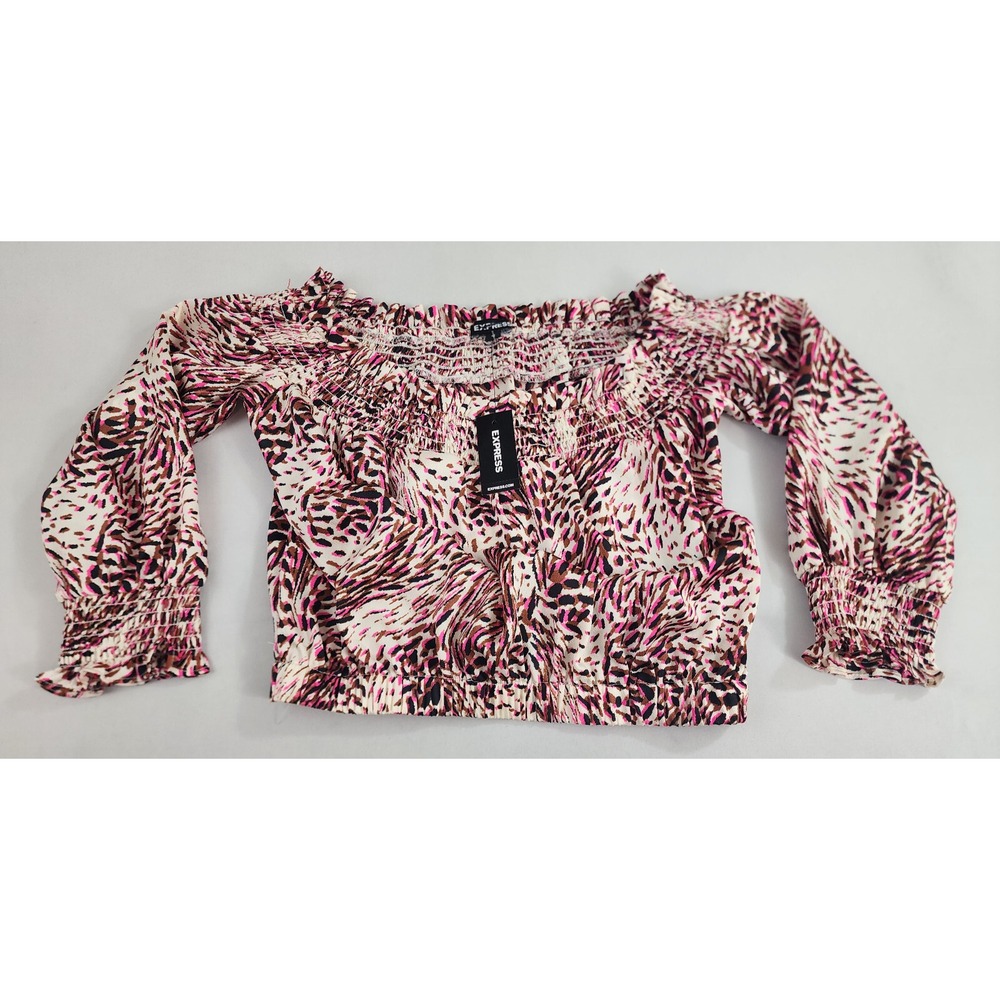 Express blouse top womens XS pink white polyester $60 ladies